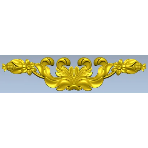 Пальметта с цветами - декоративная накладка для ЧПУ (STL)