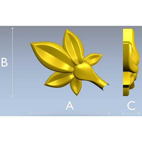 Five-Leaf Floral Applique STL for CNC Carving