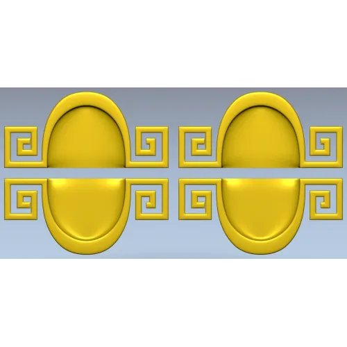 Meander Oval Pair - decorative STL 3D model for CNC