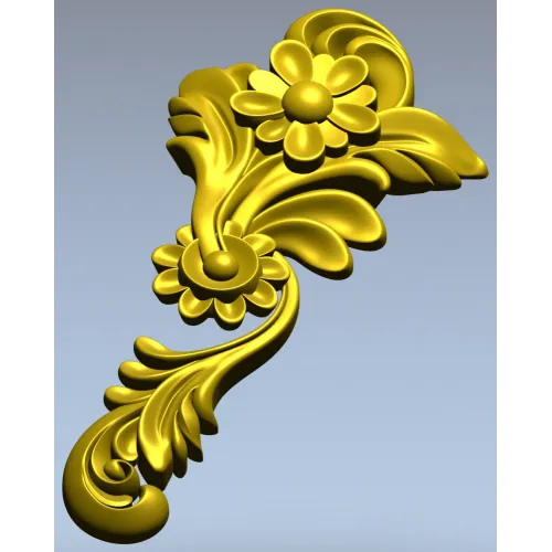 3D модель STL - вертикальный цветочный орнамент для ЧПУ