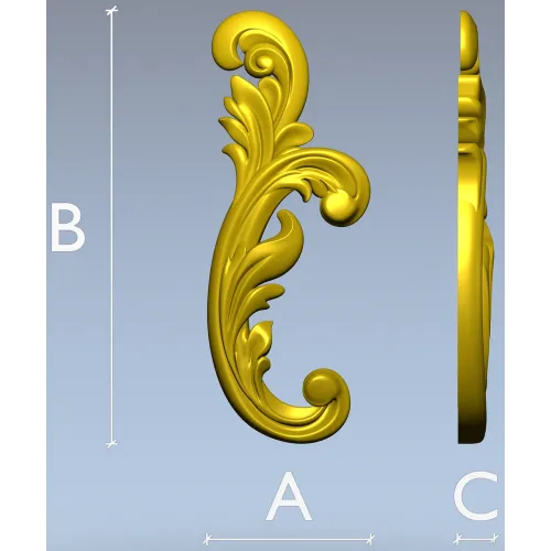 Acanthus Scroll STL 3D model for CNC carving