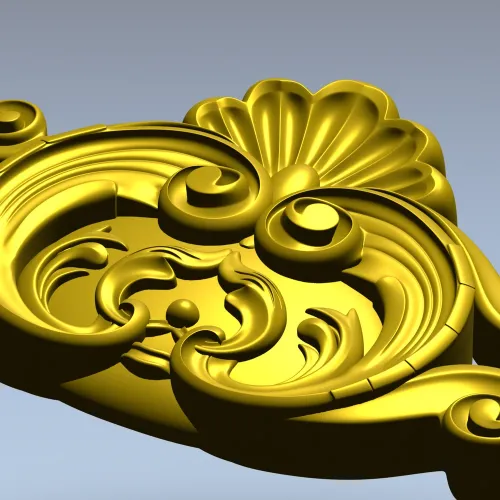 Rococo Shell Cartouche STL for CNC