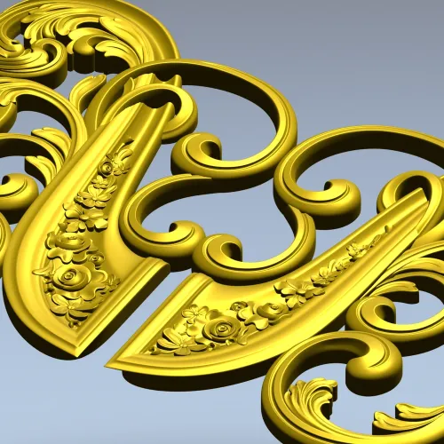 Rococo Floral Cartouche 3D model STL for CNC