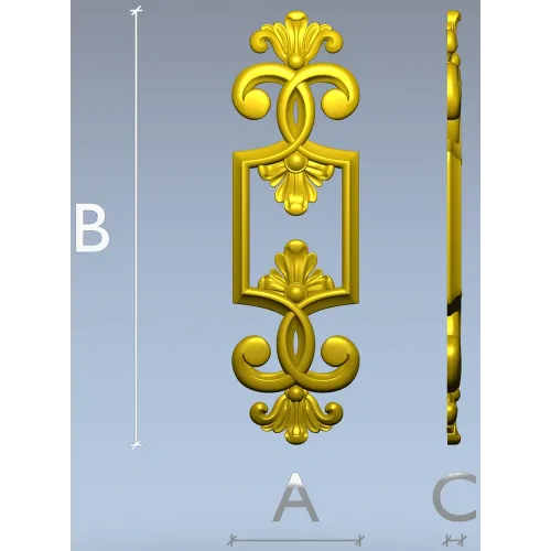 Regal Palmette Cartouche - STL 3D Model for CNC