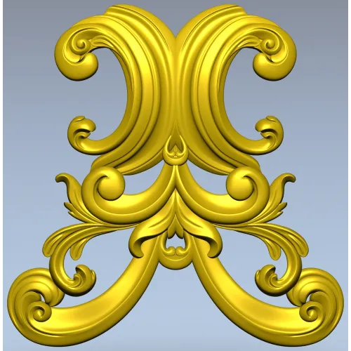 Baroque Acanthus Cartouche STL for CNC Milling
