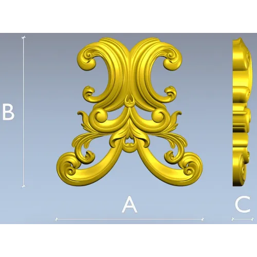 Baroque Acanthus Cartouche STL for CNC Milling