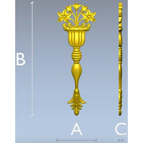 Classical Vase Floral Applique STL for CNC
