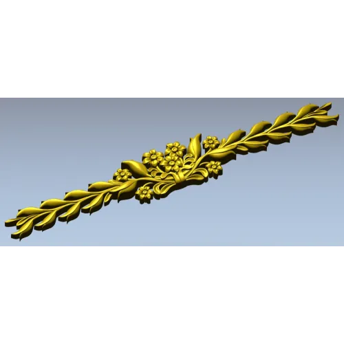 Floral Laurel Bouquet STL for CNC - Decorative Horizontal Applique