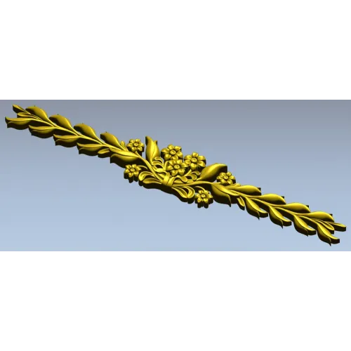 Floral Laurel Bouquet STL for CNC - Decorative Horizontal Applique