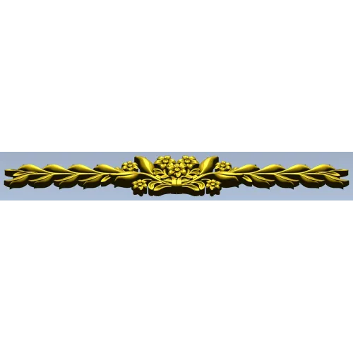 Floral Laurel Bouquet STL for CNC - Decorative Horizontal Applique