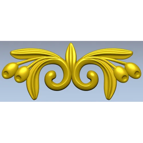 Laurel swirl ornamental applique - STL 3D model for CNC