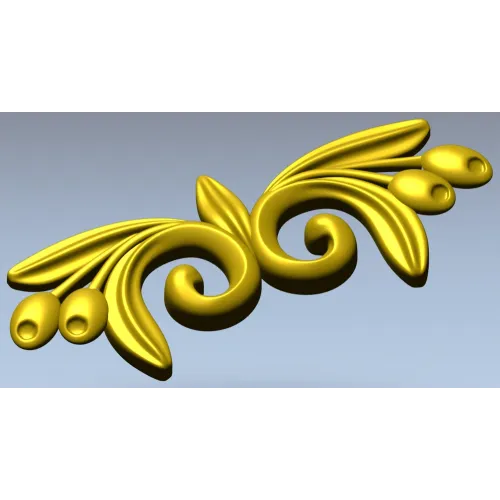 Laurel swirl ornamental applique - STL 3D model for CNC