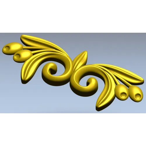 Laurel swirl ornamental applique - STL 3D model for CNC