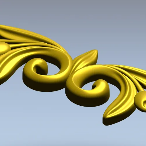 Laurel swirl ornamental applique - STL 3D model for CNC