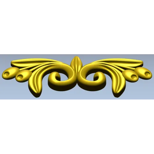 Laurel swirl ornamental applique - STL 3D model for CNC