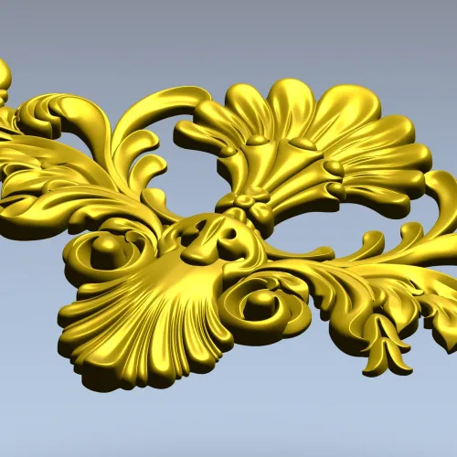 Baroque Floral Cartouche STL for CNC Milling