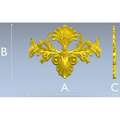 Baroque Floral Cartouche STL for CNC Milling