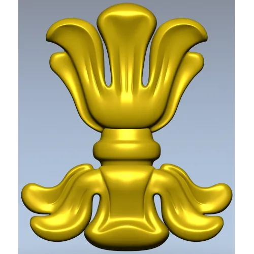 Floral cartouche high-relief STL for CNC