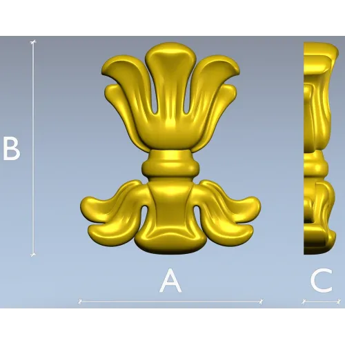 Floral cartouche high-relief STL for CNC