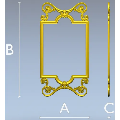 Ornate Rococo Vertical Frame STL for CNC