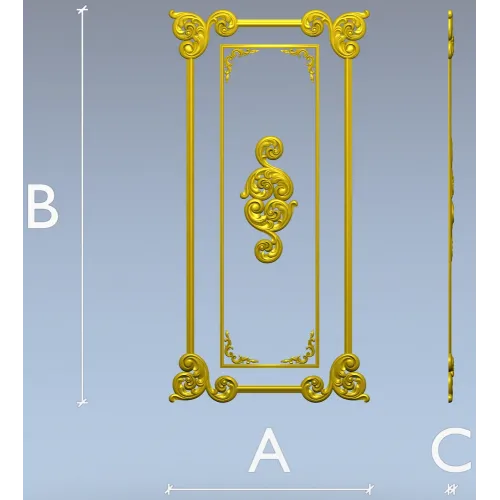 Ornamental Rectangular Panel - STL 3D Model for CNC