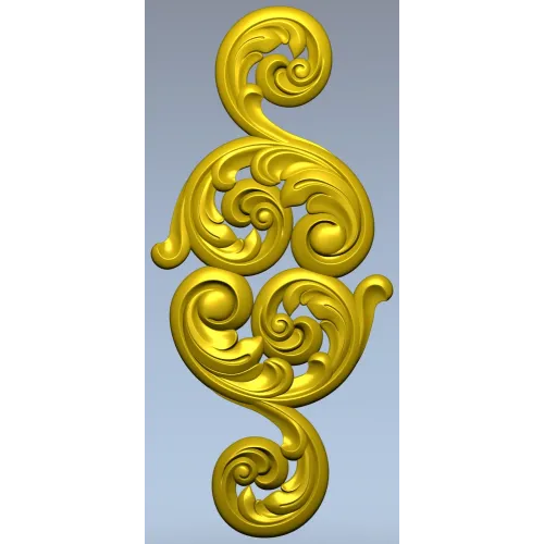 Acanthus Scroll Vertical Applique - STL 3D Model for CNC