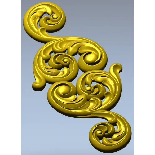 Acanthus Scroll Vertical Applique - STL 3D Model for CNC