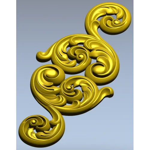 Acanthus Scroll Vertical Applique - STL 3D Model for CNC