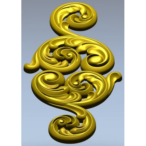Acanthus Scroll Vertical Applique - STL 3D Model for CNC