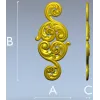 Acanthus Scroll Vertical Applique - STL 3D Model for CNC