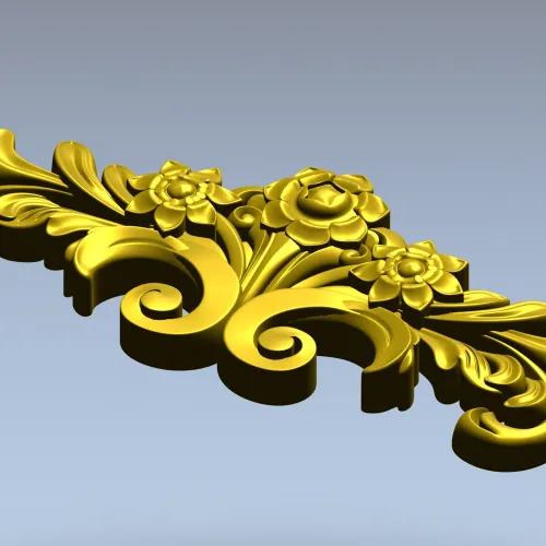 Rococo floral cartouche STL for CNC