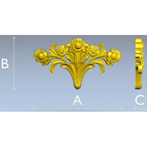 Rose Acanthus Crest - STL 3D model for CNC carving