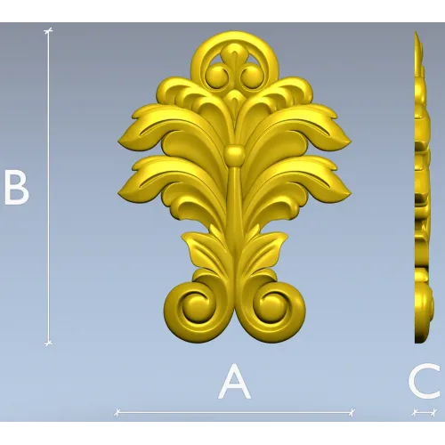 Acanthus Leaf Vertical Ornament STL for CNC
