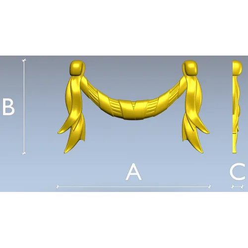 Baroque Ribbon Swag STL 3D Model for CNC