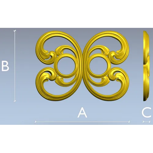 Baroque Twin-Scroll Applique STL for CNC