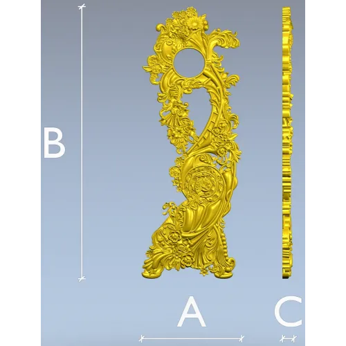Вертикальная декоративная накладка в стиле рококо - stl модель для ЧПУ
