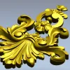 Рокайльный картуш с раковиной и цветочным мотивом - STL модель для ЧПУ
