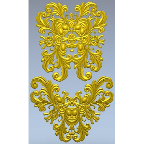 Baroque Acanthus Cartouche - High-Relief STL Model for CNC