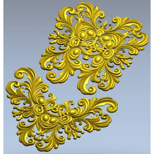 Baroque Acanthus Cartouche - High-Relief STL Model for CNC