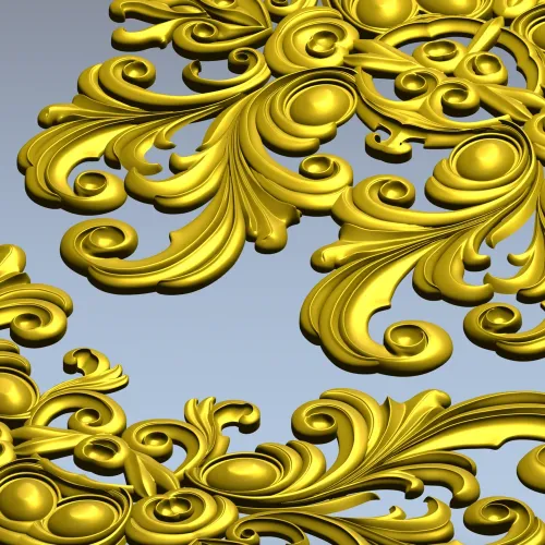 Baroque Acanthus Cartouche - High-Relief STL Model for CNC