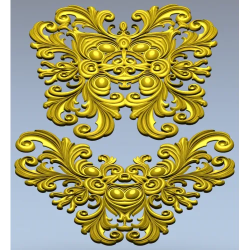 Baroque Acanthus Cartouche - High-Relief STL Model for CNC