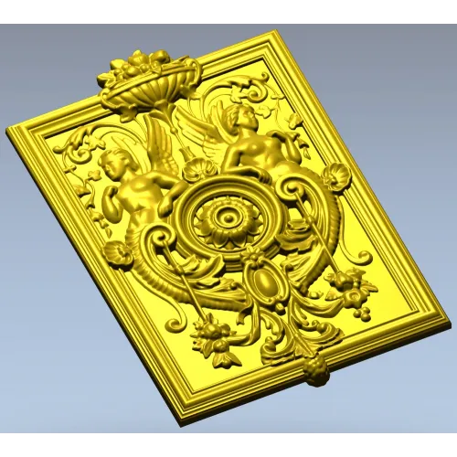 Cherubic Medallion Relief STL