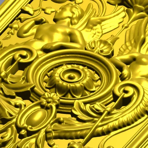 Cherubic Medallion Relief STL