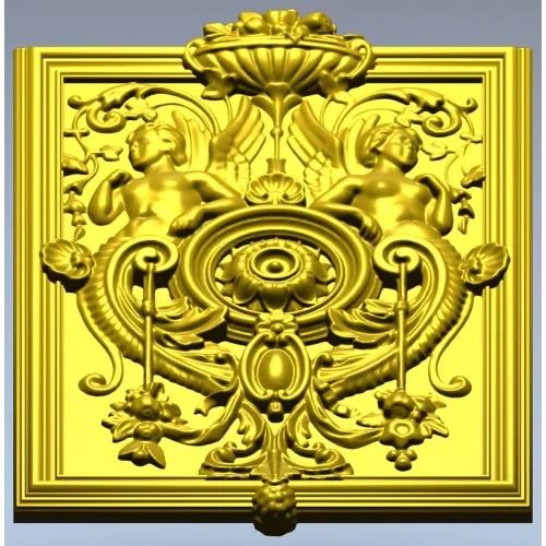 Cherubic Medallion Relief STL
