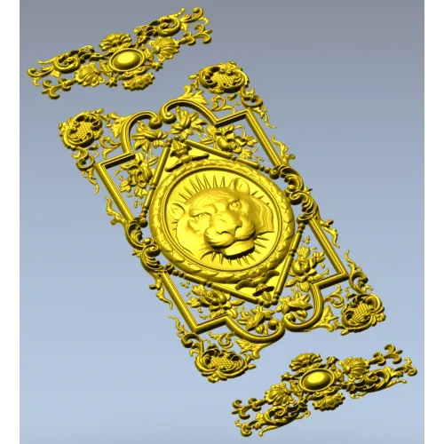 Декоративная панель с львиным медальоном - 3D модель STL для ЧПУ