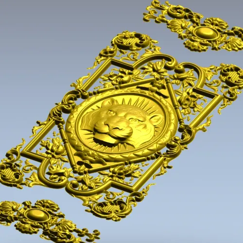 Декоративная панель с львиным медальоном - 3D модель STL для ЧПУ