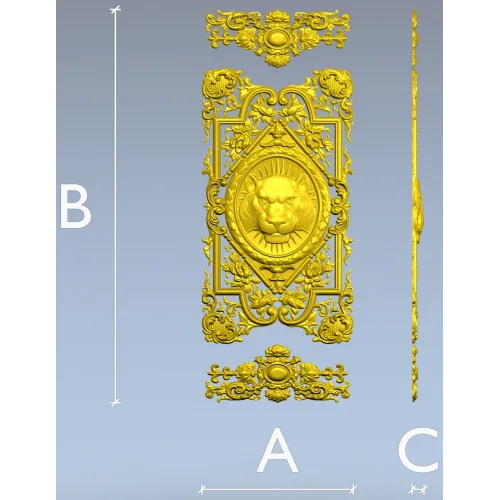 Декоративная панель с львиным медальоном - 3D модель STL для ЧПУ