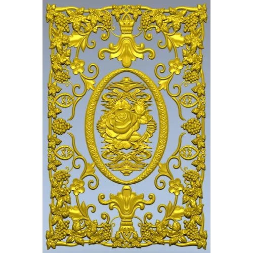 Rose Medallion Vine Panel - STL 3D model for CNC milling