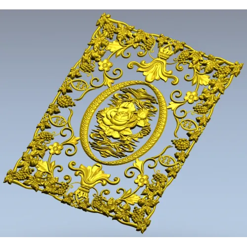 Rose Medallion Vine Panel - STL 3D model for CNC milling