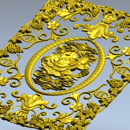 Rose Medallion Vine Panel - STL 3D model for CNC milling